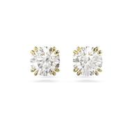 Swarovski Pendientes de botón Constella, Talla redonda, Blancos, Baño tono oro