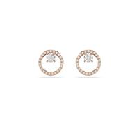Swarovski Pendientes de botón Constella, Talla redonda, Blanco, Baño tono oro rosa