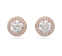 Swarovski pendientes botón constella, pavé,blancos,baño tono rosa