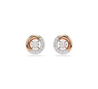 Swarovski Pendientes de botón Dextera, Talla redonda, Blancos, Baño tono oro rosa