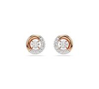 Swarovski Pendientes de botón Dextera, Talla redonda, Blancos, Baño tono oro rosa