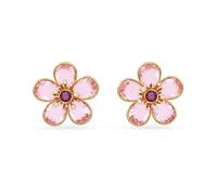 Swarovski Pendientes de botón Florere, Flor, Rosas, Baño tono oro
