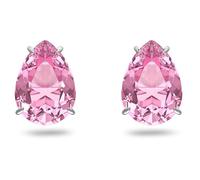 Swarovski Pendientes de Botón Gema para Mujer, Cristal Rosa de Talla Pera, con Baño de Rodio, Colección Gema de Swarovski