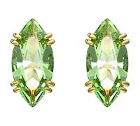 Swarovski Pendientes de Botón Gema para Mujer, Cristal Verde de Talla en forma de Cometo, con Baño de Rodio, Colección Gema de Swarovski