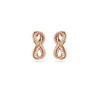 Pendientes de botón Hyperbola, Símbolo del infinito, Blancos, Baño tono oro rosa OS