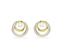Swarovski Pendientes de botón Hyperbola, Talla redonda, Blancos, Baño tono oro