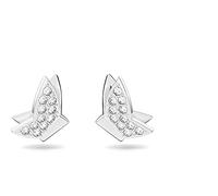 Swarovski Pendientes de botón Idyllia Lilia, Mariposa, Blancos, Baño de rodio