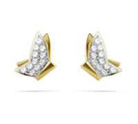 Swarovski Pendientes de botón Idyllia Lilia, Mariposa, Blancos, Baño tono oro