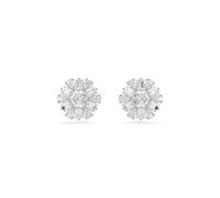 Swarovski Pendientes de botón Idyllia, Tallas mixtas, Copo de nieve, Blancos, Baño de rodio