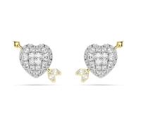 Swarovski Pendientes de botón Idyllia – Corazón con flecha, blancos, tallas mixtas