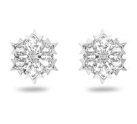 Swarovski Pendientes de botón Magic, Copo de nieve, Blancos, Baño de rodio