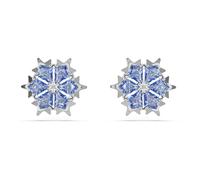Swarovski Pendientes de Botón Magic, Inspirados y con Forma de Copo de Nieve, en un Diseño Lleno de Brillo de Swarovski Zirconias en Azul Grisáceo, Baño en Tono Rodio, Azul