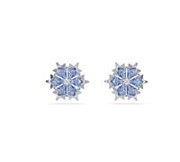 Swarovski Pendientes de Botón Magic, Inspirados y con Forma de Copo de Nieve, en un Diseño Lleno de Brillo de Swarovski Zirconias en Azul Grisáceo, Baño en Tono Rodio, Azul