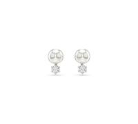 Swarovski Pendientes de botón Matrix, Crystal Pearl, Talla redonda, Blancos, Baño de rodio