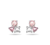 Swarovski Pendientes Attract para Mujer, con Baño de Rodio, Cristales Blanco y Rosa, Colección Attract de Swarovski