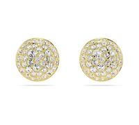 Swarovski Pendientes de botón Meteora, Blancos, Baño tono oro