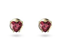 Swarovski Pendientes de botón Stilla, Corazón, Rojos, Baño tono oro