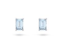 Swarovski Pendientes de botón Stilla, Talla octogonal, Azules, Baño de rodio
