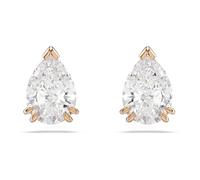 Swarovski Pendientes de botón Stilla, Talla pera, Blancos, Baño tono oro rosa