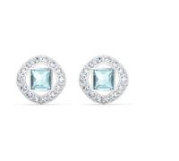Swarovski Pendientes Angelic Square para Mujer, Pendientes de Botón, Cristal Azul Cuadrado, Baño de Rodio, Colección Angelic Square de Swarovski