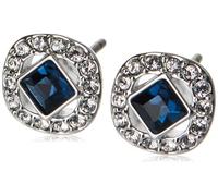Swarovski Pendientes de botón Una Angelic, Talla cuadrada, Azules, Baño de rodio