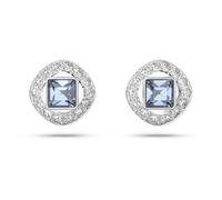 Swarovski Pendientes de botón Una Angelic, Talla cuadrada, Azules, Baño de rodio