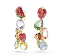 Swarovski Pendientes de clip Idyllia, corte mixto, multicolor, acabado en oro de 18 quilates