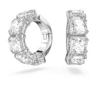 Swarovski Pendientes de clip Millenia, Talla cuadrada, Blancos, Baño de rodio