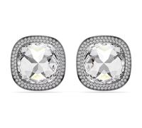 Swarovski Pendientes de clip Una Angelic, corte Cushion, blancos, chapado en rutenio