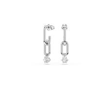 Swarovski Pendientes de gota Constella, corte redondo, blanco, acabado de rodio