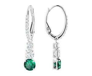 Swarovski Pendientes de gota Stilla Attract para mujer, corte redondo, chapados en rodio verde, 5646718, talla única, Chapado en rodio, Crystal