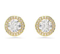 Swarovski Pendientes de tuerca, corte redondo, tono dorado, acabado dorado