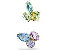 Swarovski Pendientes Ear Cuff Gema, diseño asimétrico, corte mixto, multicolor, chapado en oro