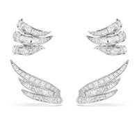 Swarovski Pendientes ear cuff Vienna, corte mixto, cisne, blancos, chapado en rodio