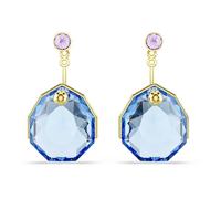 Swarovski Pendientes ear jacket Gema, Azules, Baño tono oro