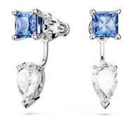 Swarovski Pendientes ear jacket Mesmera, Tallas mixtas, Desmontable, Azules, Baño de rodio