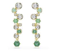 Swarovski Pendientes Estrellados Constella, Cadenas Bañadas en Rodio con Cristales Transparentes y Swarovski Zirconia en Distintos Tamaños y Tonos, Talla Mixta, Baño Tono Oro, Verde