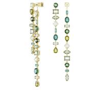 Swarovski Pendientes Gema, Diseño asimétrico, Tallas mixtas, Extralargos, Verdes, Baño tono oro