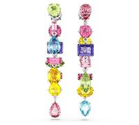 Swarovski Pendientes Gema, Diseño asimétrico, Tallas mixtas, Largos, Multicolores, Baño de rodio