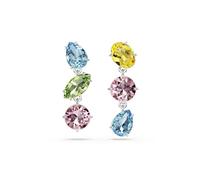 Swarovski Pendientes Gema, Diseño asimétrico, Tallas mixtas, Multicolores, Baño de rodio