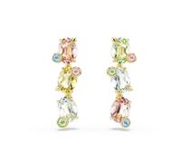 Swarovski Pendientes Gema, Diseño asimétrico, Tallas mixtas, Multicolores, Baño tono oro