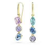 Swarovski Pendientes Gema, Diseño asimétrico, Tallas mixtas, Multicolores, Baño tono oro