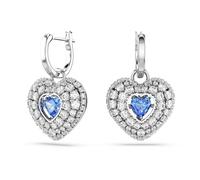Swarovski Pendientes Hyperbola, Corazón, Azules, Baño de rodio