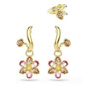 Swarovski Pendientes Idyllia, Conjunto (3), Tallas mixtas, Flor, Multicolores, Baño tono oro
