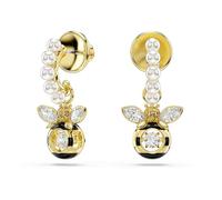 Swarovski Pendientes Idyllia, Perla de cristal, Tallas mixtas, Abeja, Multicolores, Baño tono oro