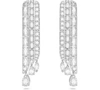 Swarovski Pendientes largos Hyperbola, corte mixto, blancos