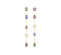 Swarovski Pendientes largos Imber, corte mixto, multicolor, acabado en oro de 18 quilates