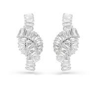 Swarovski Pendientes Matrix, Talla baguette, Nudo, Blancos, Baño de rodio