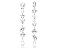 Swarovski Pendientes Mesmera, Diseño asimétrico, Tallas mixtas, Largos, Blancos, Baño de rodio