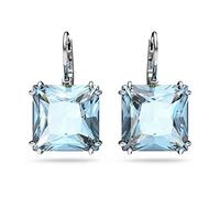 Swarovski Pendientes Millenia, Talla cuadrada, Azules, Baño de rodio